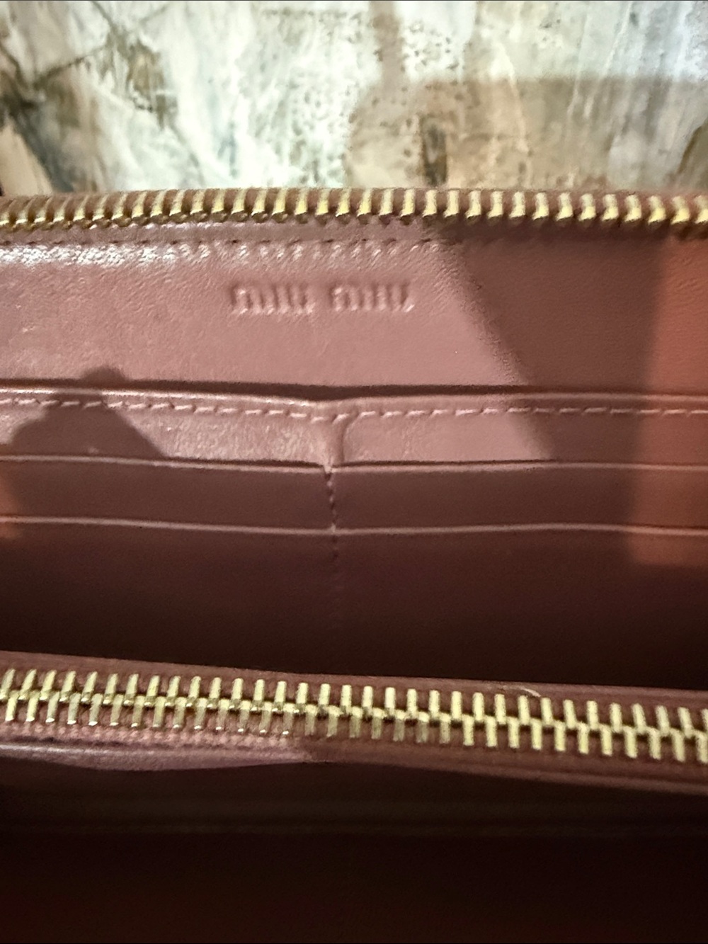 Miu Miu Brown Bow-Accent Zip Wallet - Picture 5 of 9